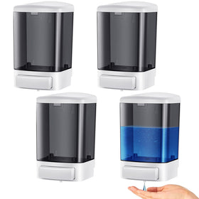 Hushee 4-pack wall-mounted soap dispenser front view for convenient shared use.