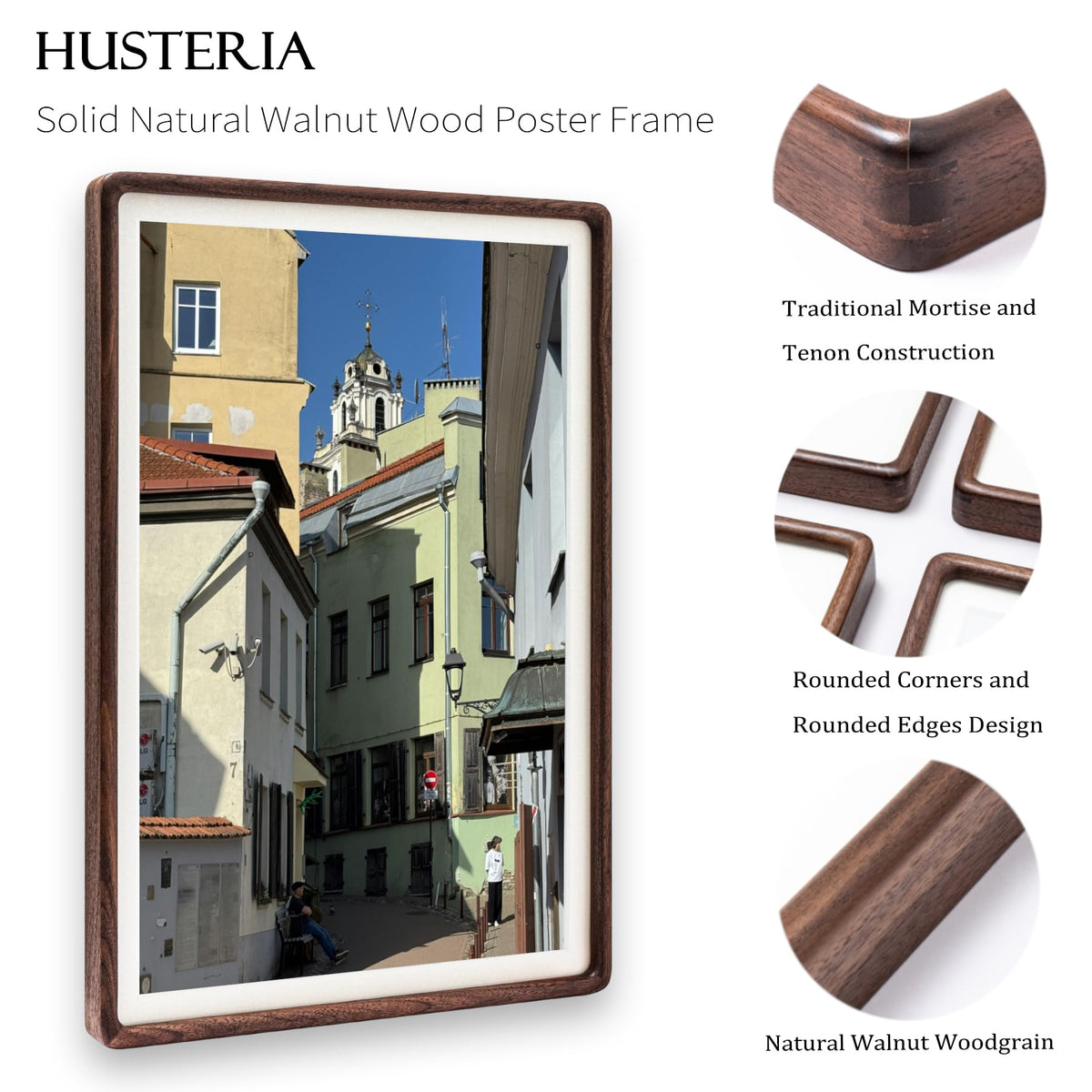 Husteria frame supports vertical or horizontal displays for flexible gallery setups