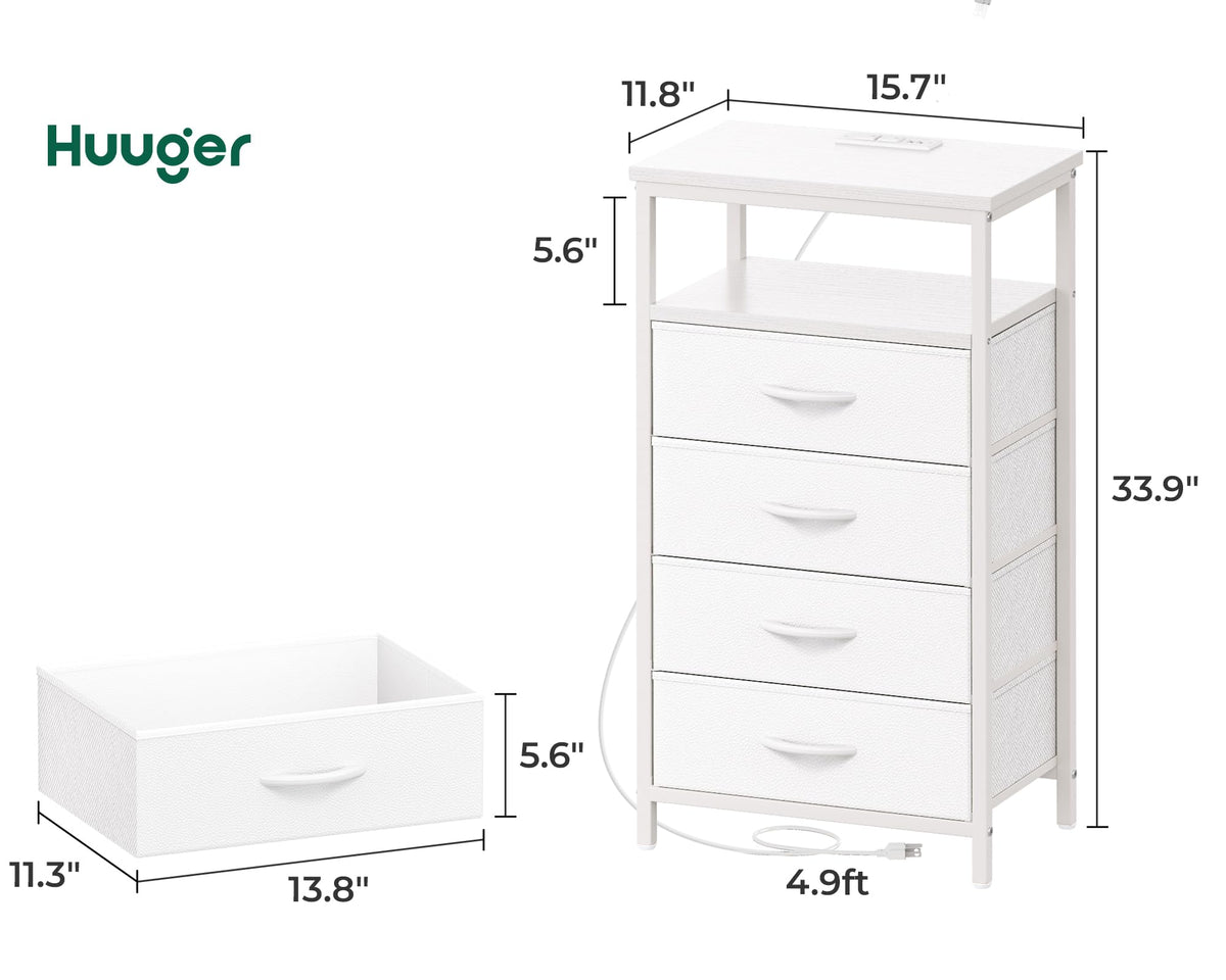 Huuger dresser white finish, side view with clean lines.