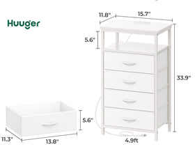 Huuger dresser white finish, side view with clean lines.