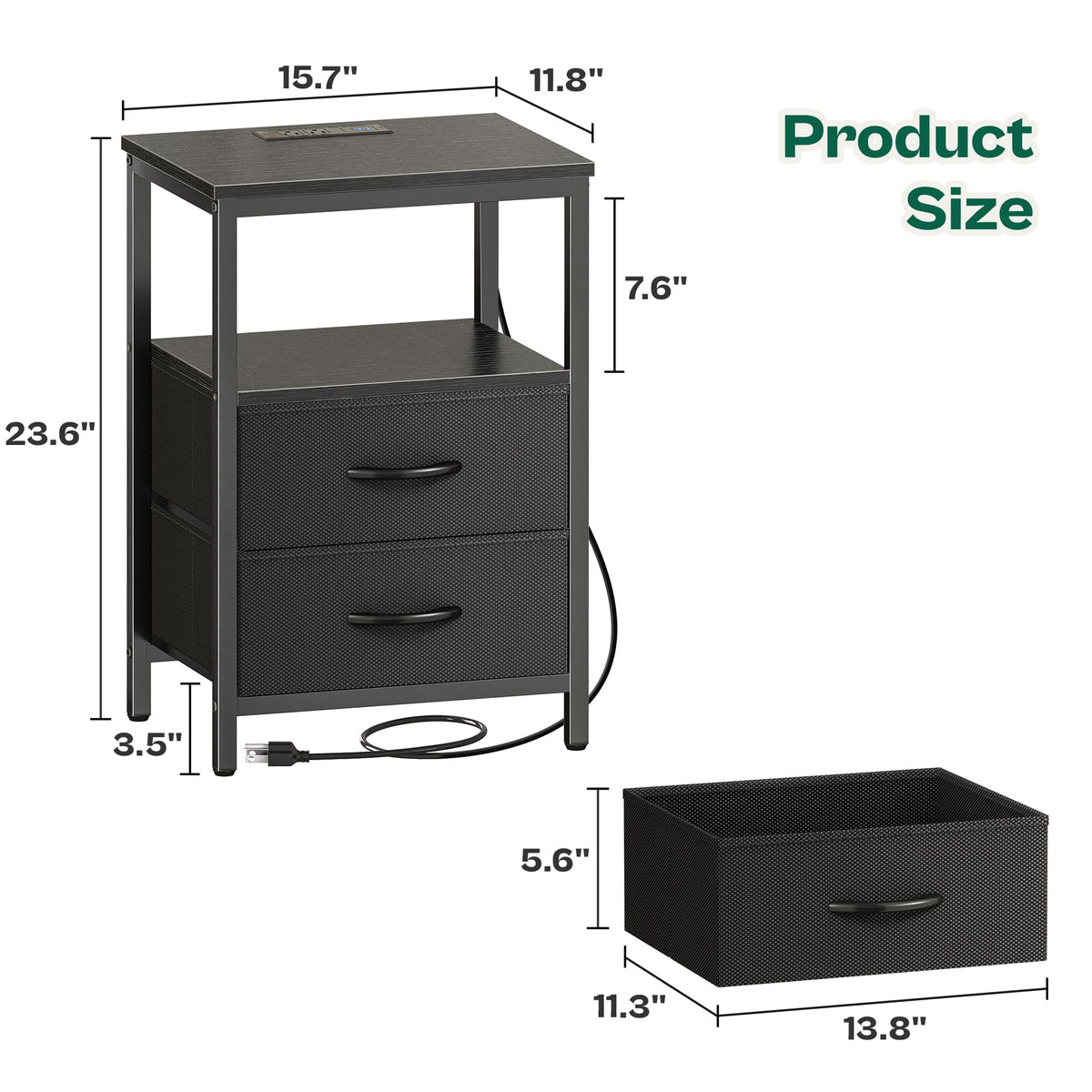 Huuger end table offers compact storage and a convenient surface for essentials.
