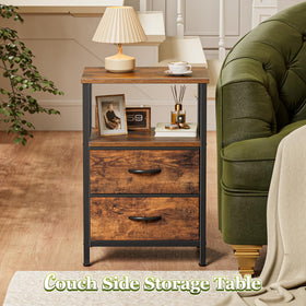 Huuger end table with sturdy steel frame supports daily use on carpet or wood.