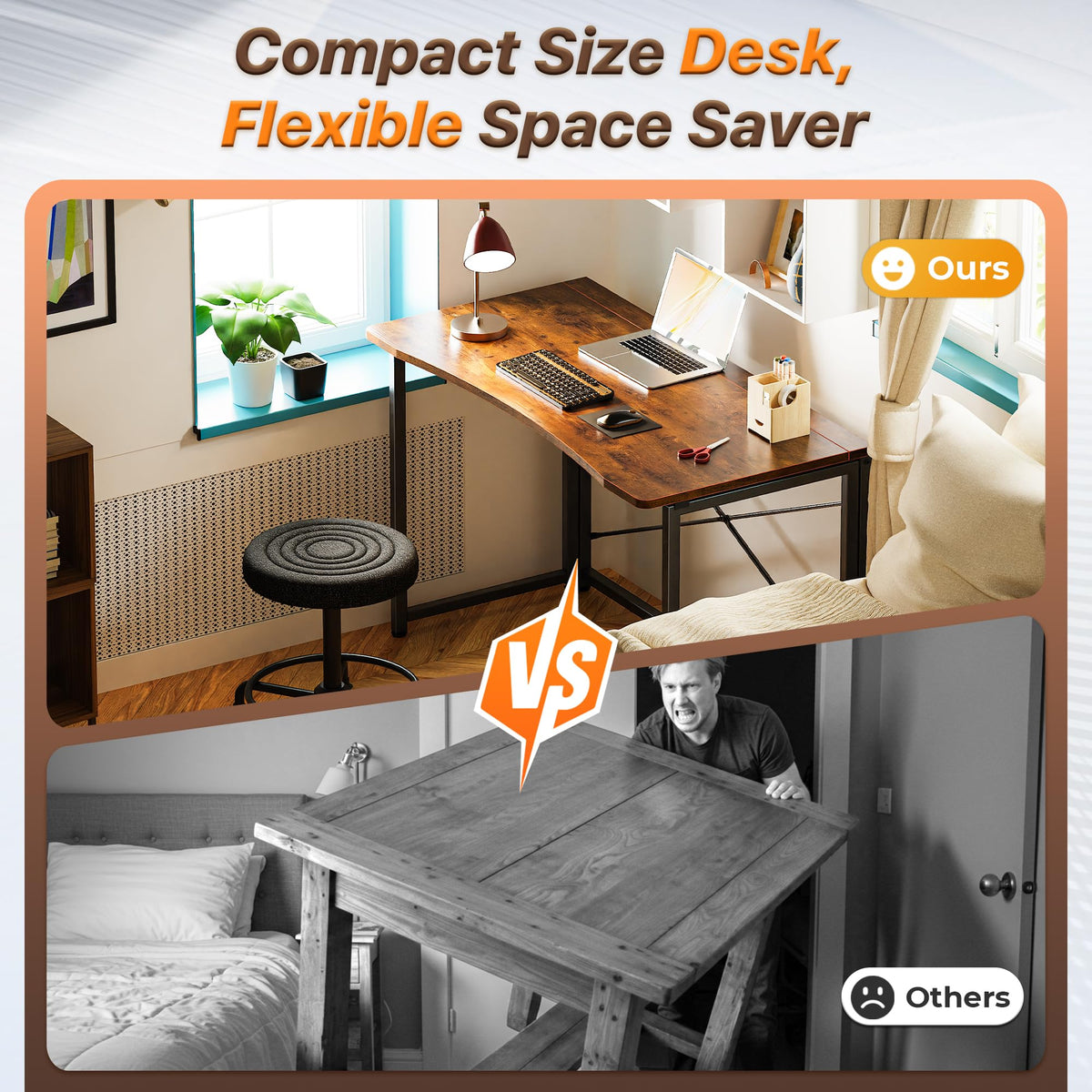 Huuger folding desk shows sturdy 18mm steel legs and stability