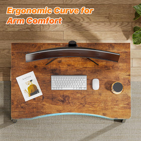 Huuger folding desk curved desktop edge, comfortable contact during work or makeup