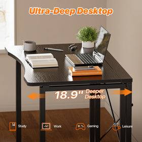 Huuger folding desk with deeper desktop supports laptop and notes