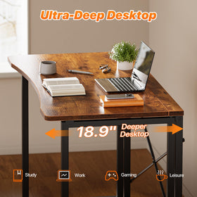 Deeper Huuger desk provides extra space for laptop and notes