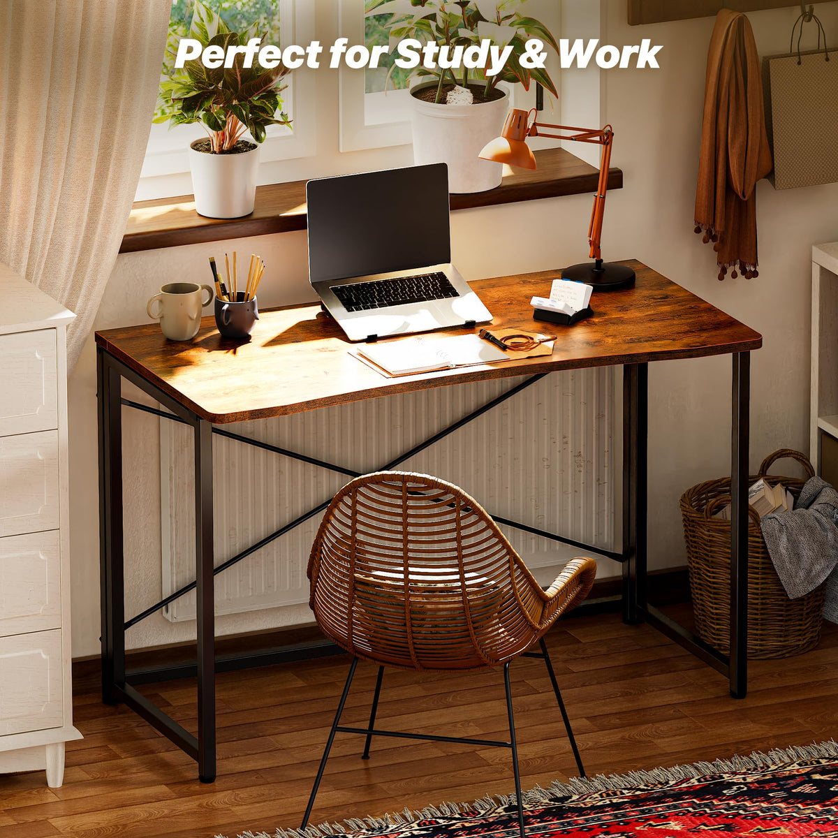 Dorm room setup with Huuger desk to maximize study space