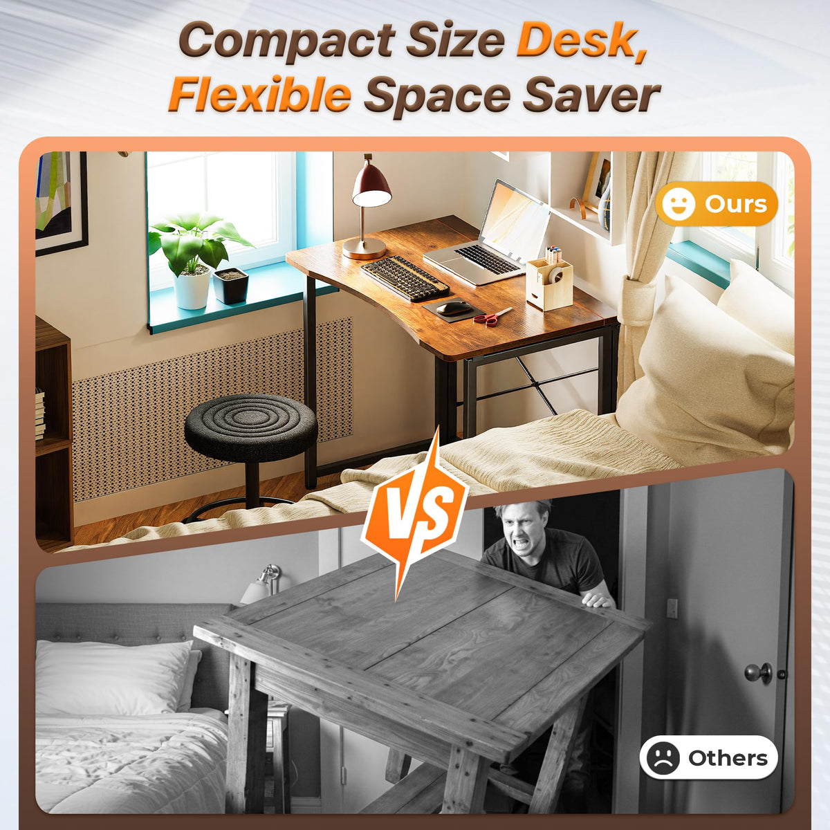 Huuger folding desk extended desktop, ample space for laptop and notes