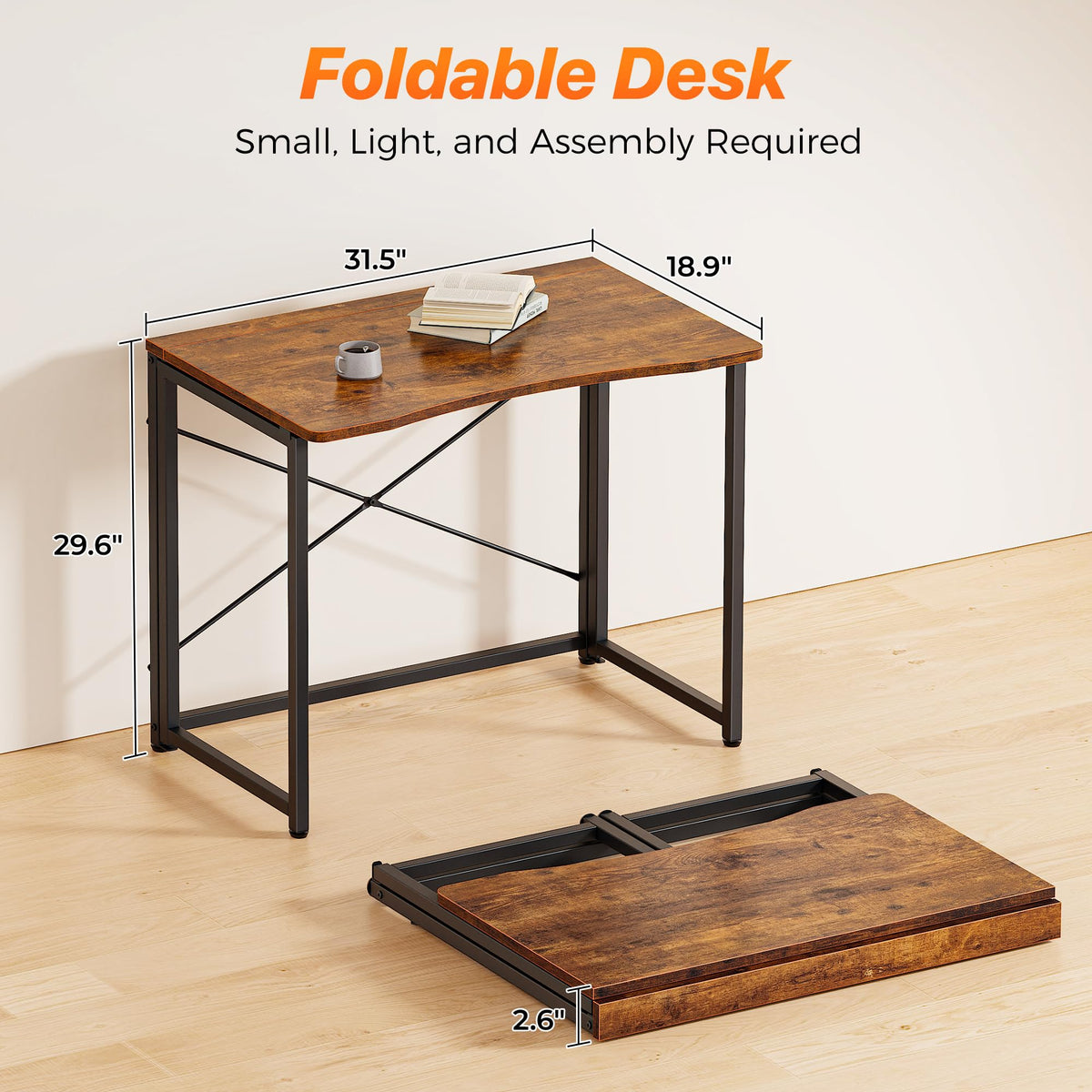 Huuger folding desk being moved between rooms, lightweight and portable