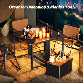 Huuger folding desk used as workspace and casual dining surface