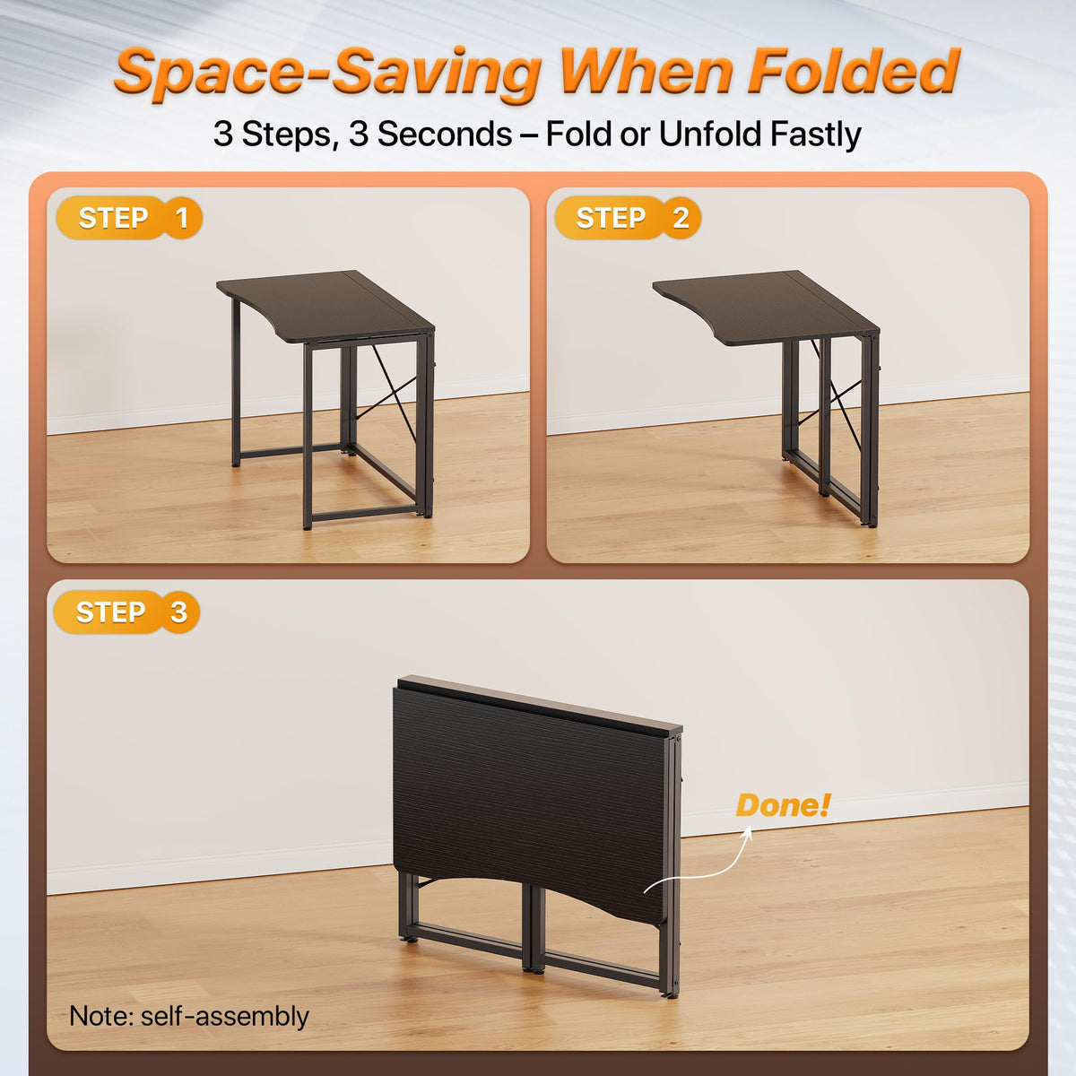 Huuger folding desk quick setup with clear manual and tools
