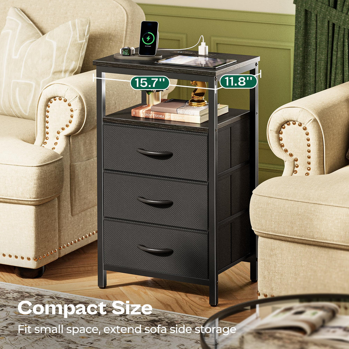 Huuger night stand adjustable feet ensure stability on uneven floors.