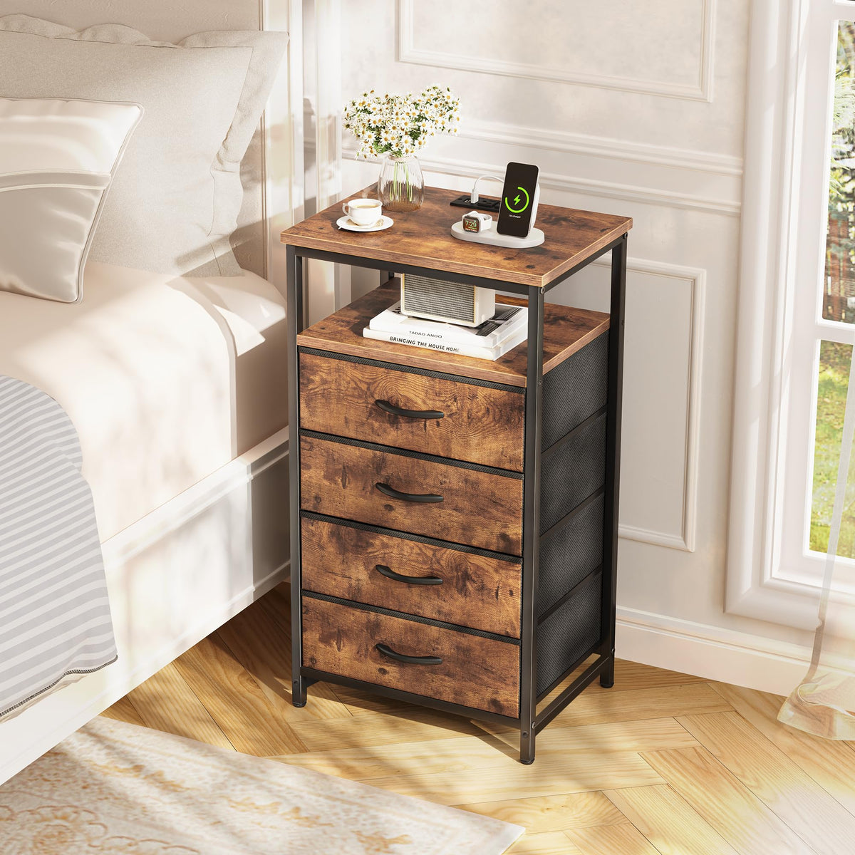 Huuger adjustable feet protect floors while stabilizing the unit.