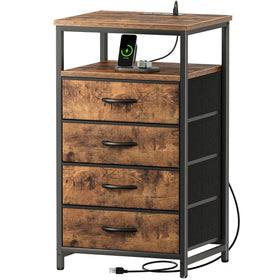 Huuger night stand with charging station on top for convenient device charging overnight.
