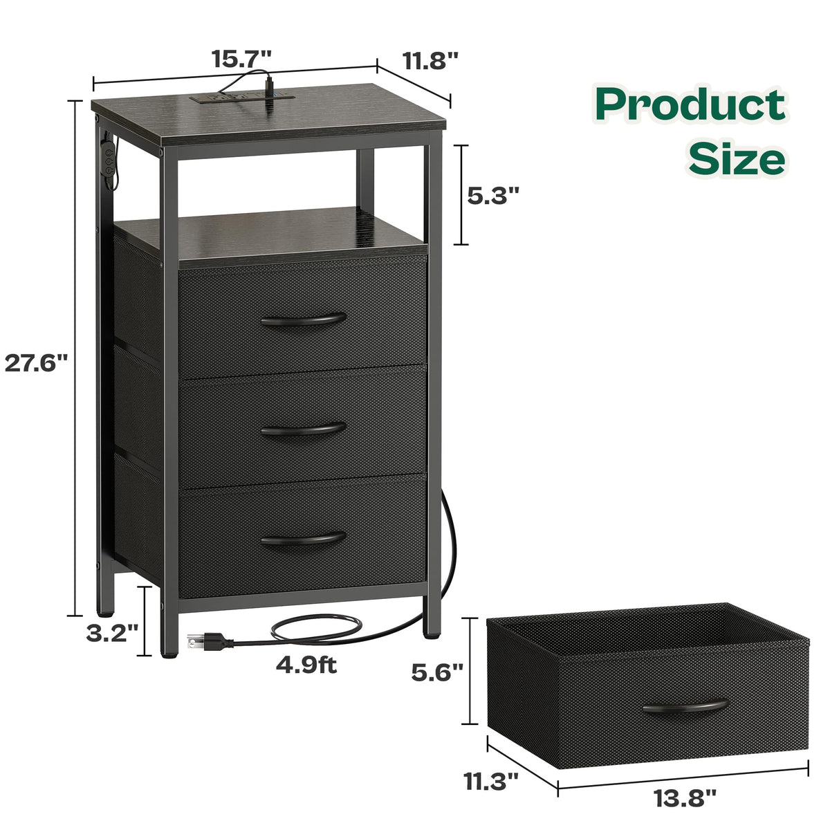 Huuger night stand compact bedside table suitable for small rooms.