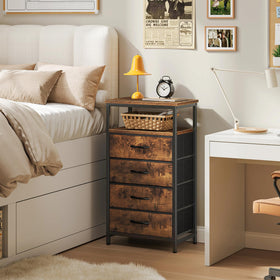 Huuger four-drawer dresser providing organized storage for clothes and accessories.
