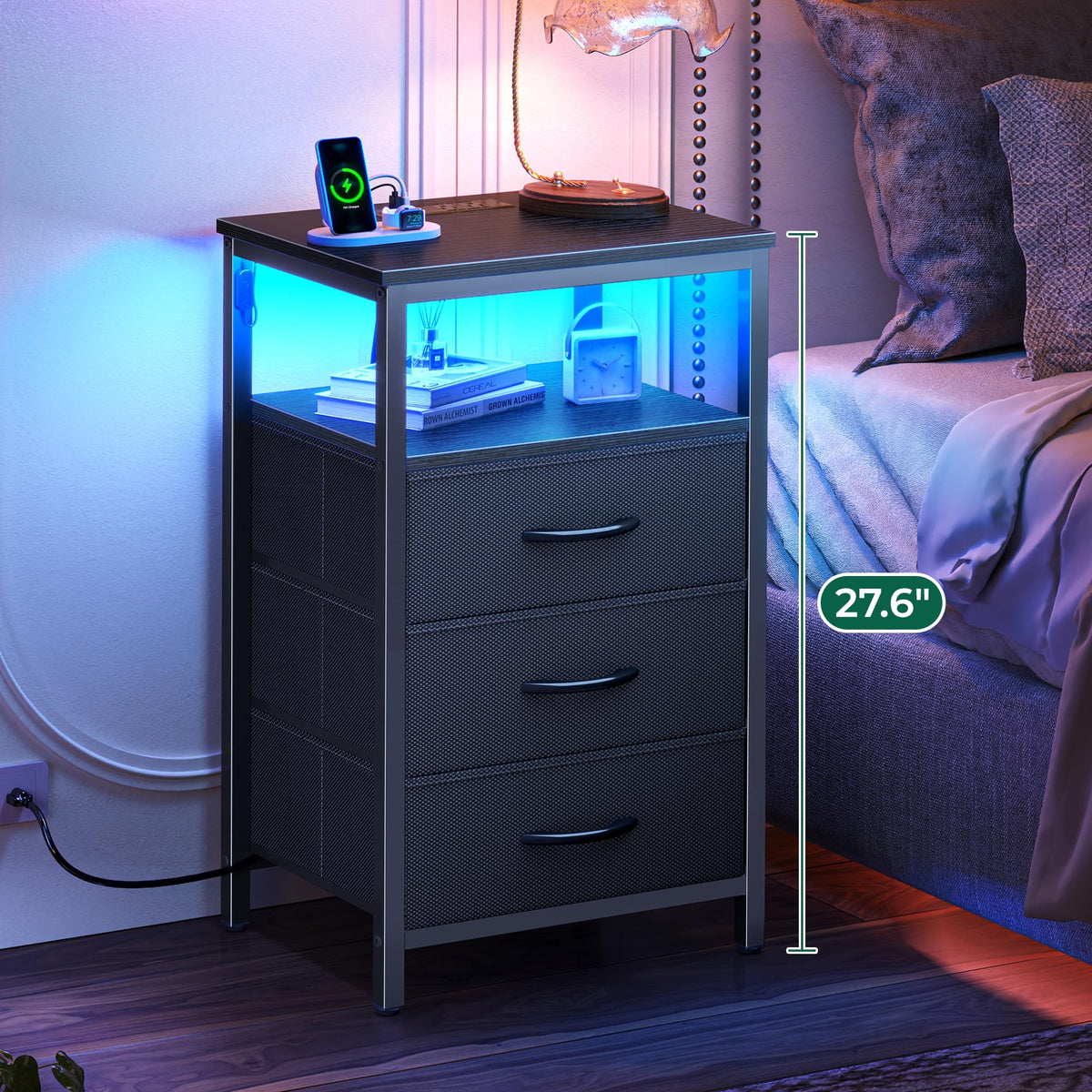 Huuger night stand LED lights with scene modes for mood and visibility.