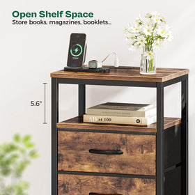 Huuger rustic brown finish adds warm, natural style to bedroom decor.