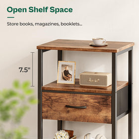 Huuger night stand rustic brown finish enhances cozy bedroom style