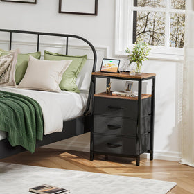 Huuger nightstand showing 27.6-inch height for easy bedside reach.
