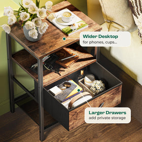 Huuger nightstand adjustable feet keep surface level on uneven floors