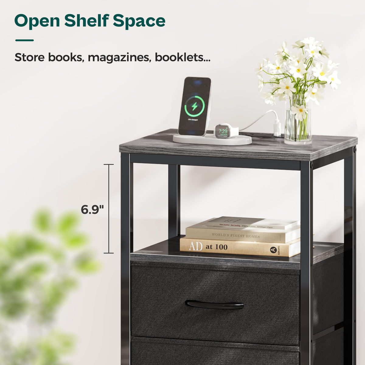 Huuger nightstand adjustable feet ensure stable setup on uneven floors.