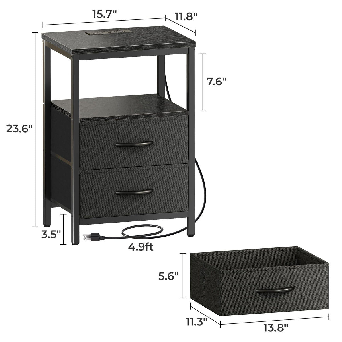 Huuger nightstand with adjustable feet adapts to uneven floors for stability.