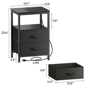 Huuger nightstand with adjustable feet adapts to uneven floors for stability.