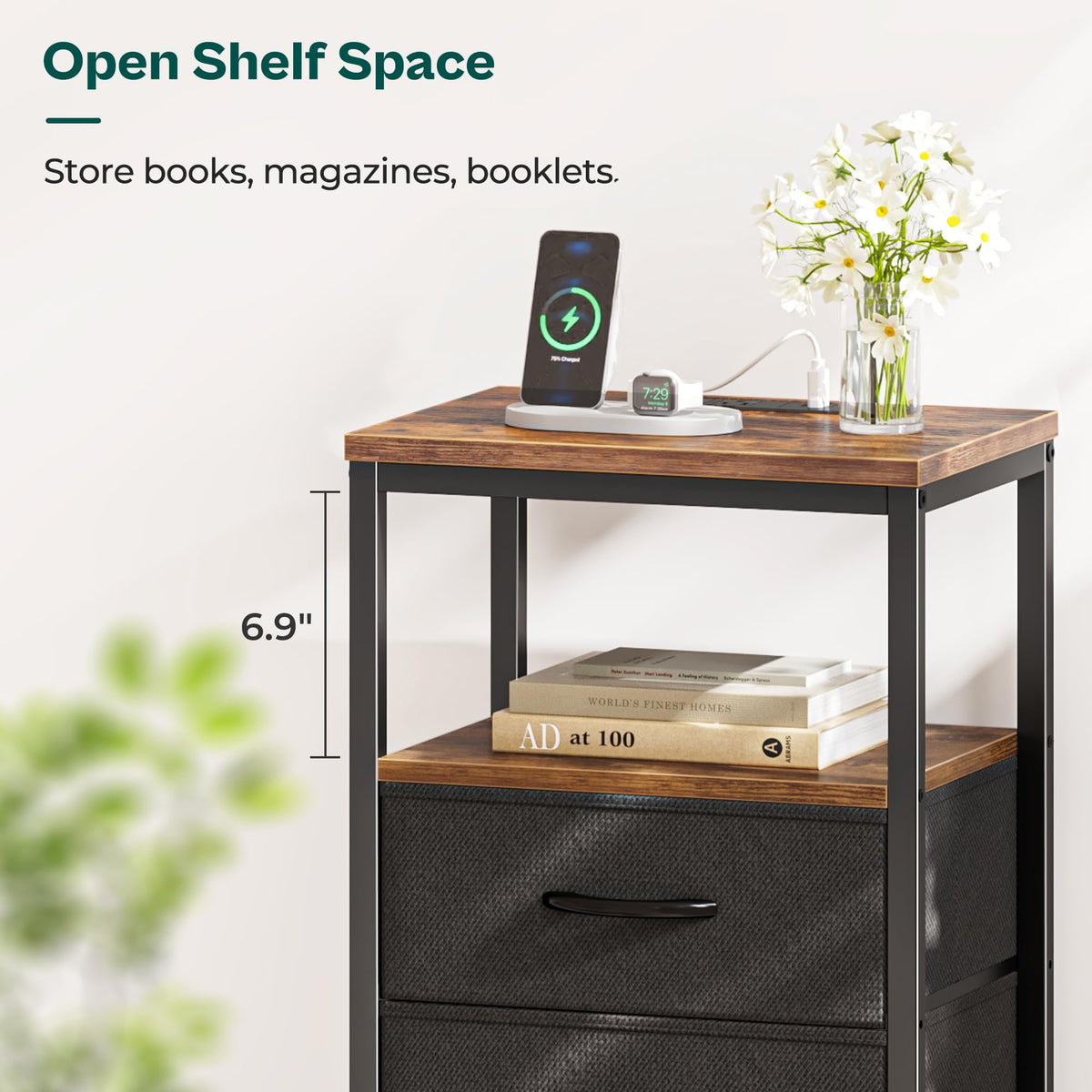 Huuger nightstand assembly instructions and tools shown