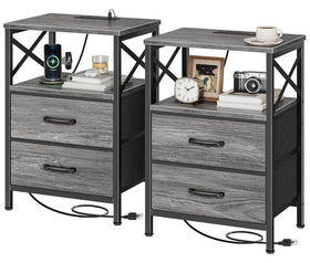 Huuger nightstand with charge-station and drawers within reach