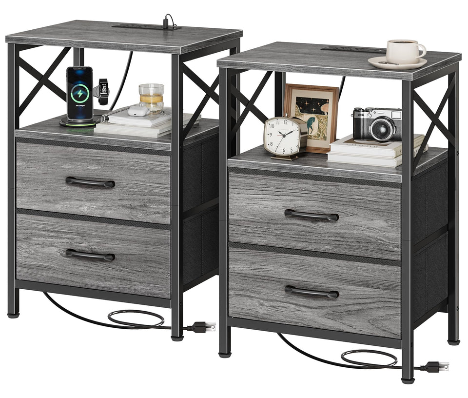 Huuger nightstand with charge-station and drawers within reach