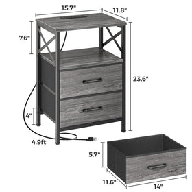 Huuger nightstand features durable engineered wood and warm wood-grain finish