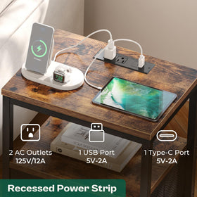 Huuger nightstand with fabric drawers for hidden storage