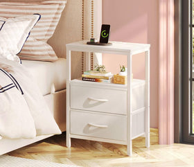 Huuger nightstand storage fits books, remotes, and magazines in compact spaces