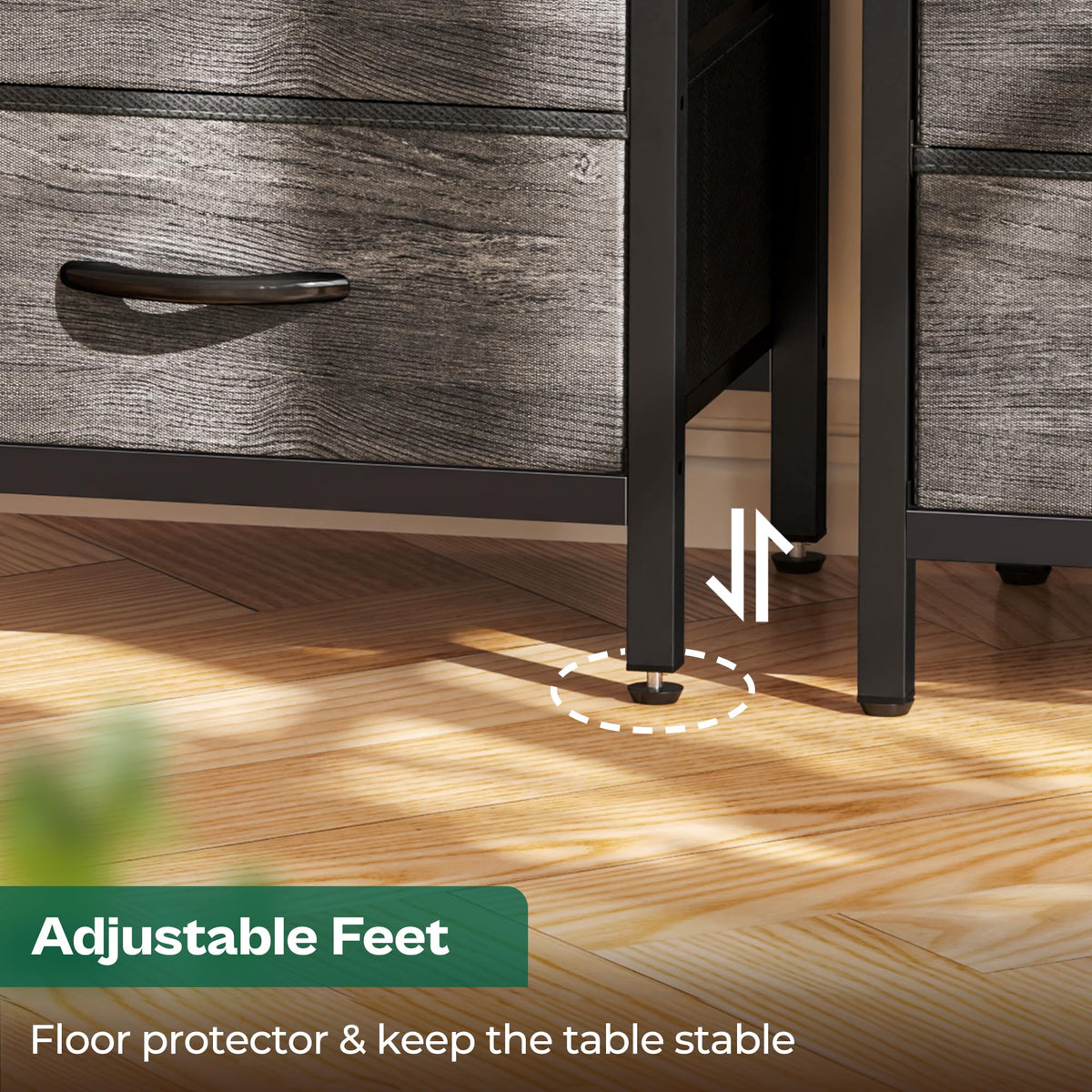Huuger nightstand doubles as living room side table beside sofa
