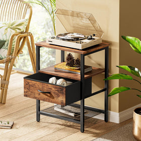 Huuger nightstand with middle drawer for organizing devices