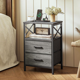 Huuger nightstand open-shelf design for easy access to remotes and books