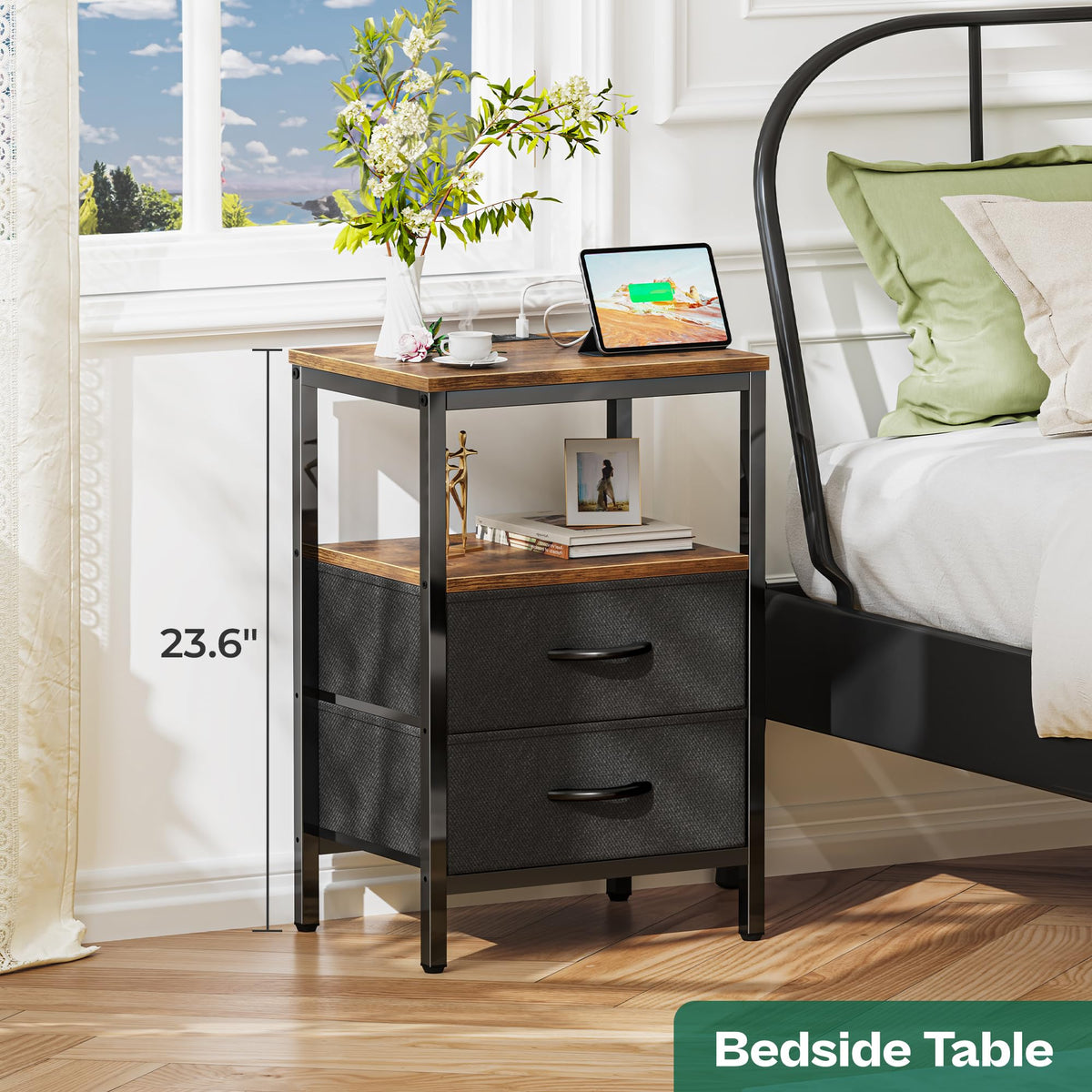 Huuger nightstand open shelf for quick-access essentials