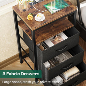 Huuger nightstand open shelf for remotes and books within easy reach.