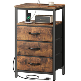 Huuger nightstand with outlets and drawer — convenient bedside charging for devices.