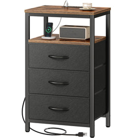 Huuger nightstand with outlets and USB ports for convenient bedside charging and storage.