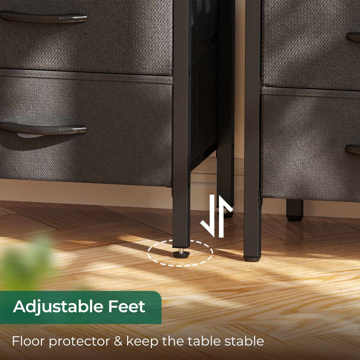 Huuger nightstand rustic brown and black finish complements various decors.