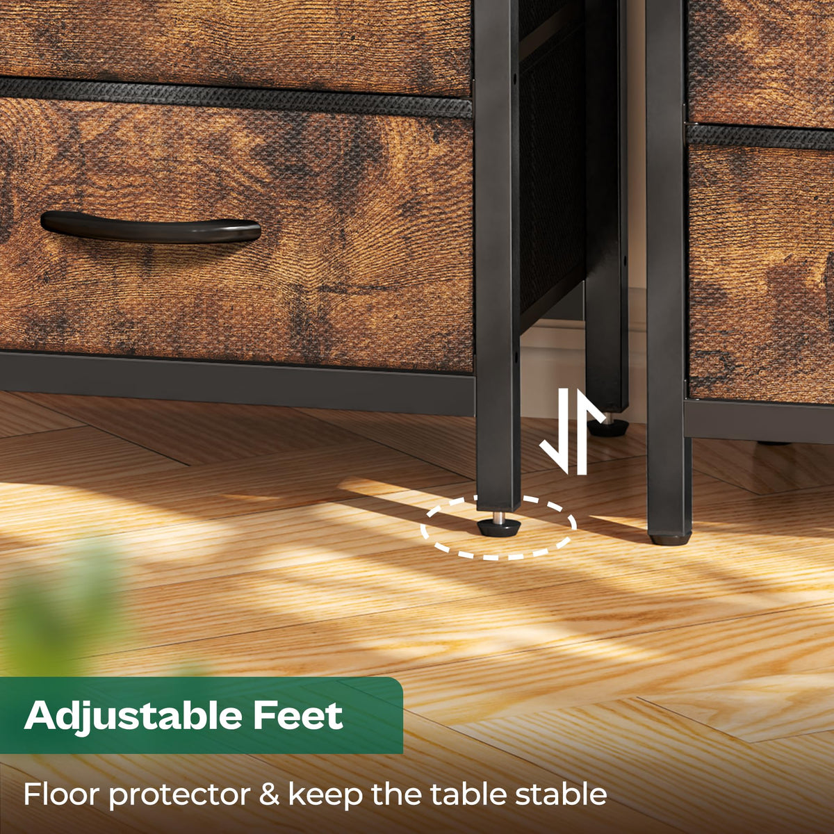 Huuger nightstand rustic brown finish — warm touch for bedrooms.