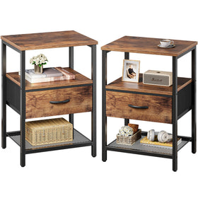 Huuger nightstand with fabric drawer for bedside storage