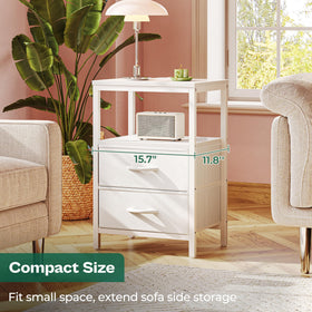 Huuger nightstand white PU leather top blends with modern interiors