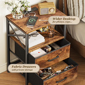Huuger nightstands X-shaped side rails add modern style.