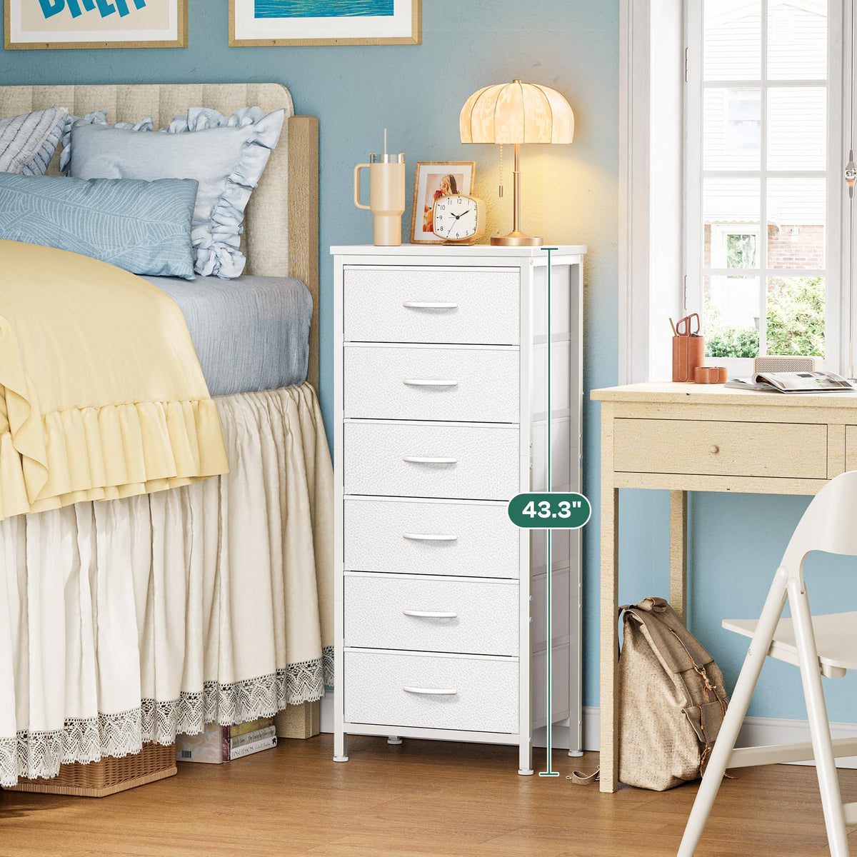 Huuger tall dresser anti-tip device shown securing to the wall