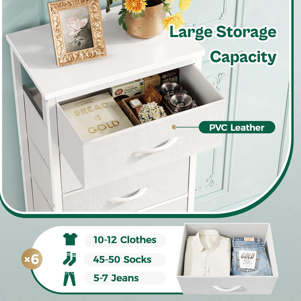 Huuger dresser beside dorm beds enables reachable night essentials