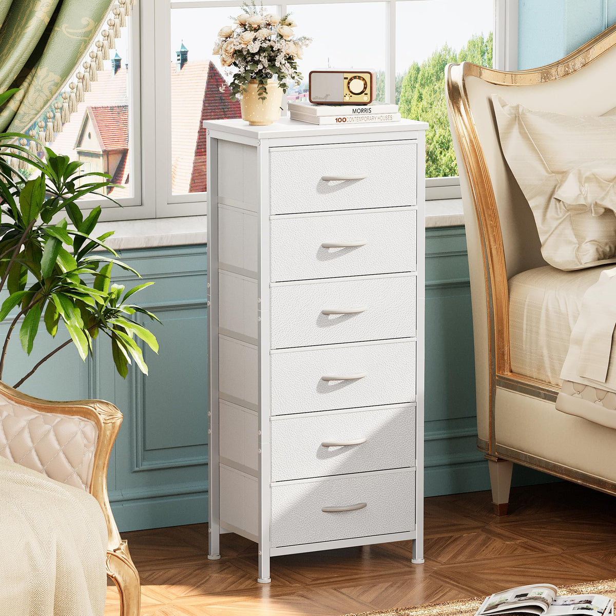 Huuger tall dresser PU leather front drawers add a premium, easy-glide look