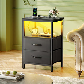 Huuger two-drawer design for organizing bedside essentials and remotes.